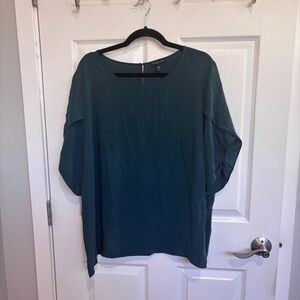 Eileen Fisher 100% Silk Green Top | Size 2X